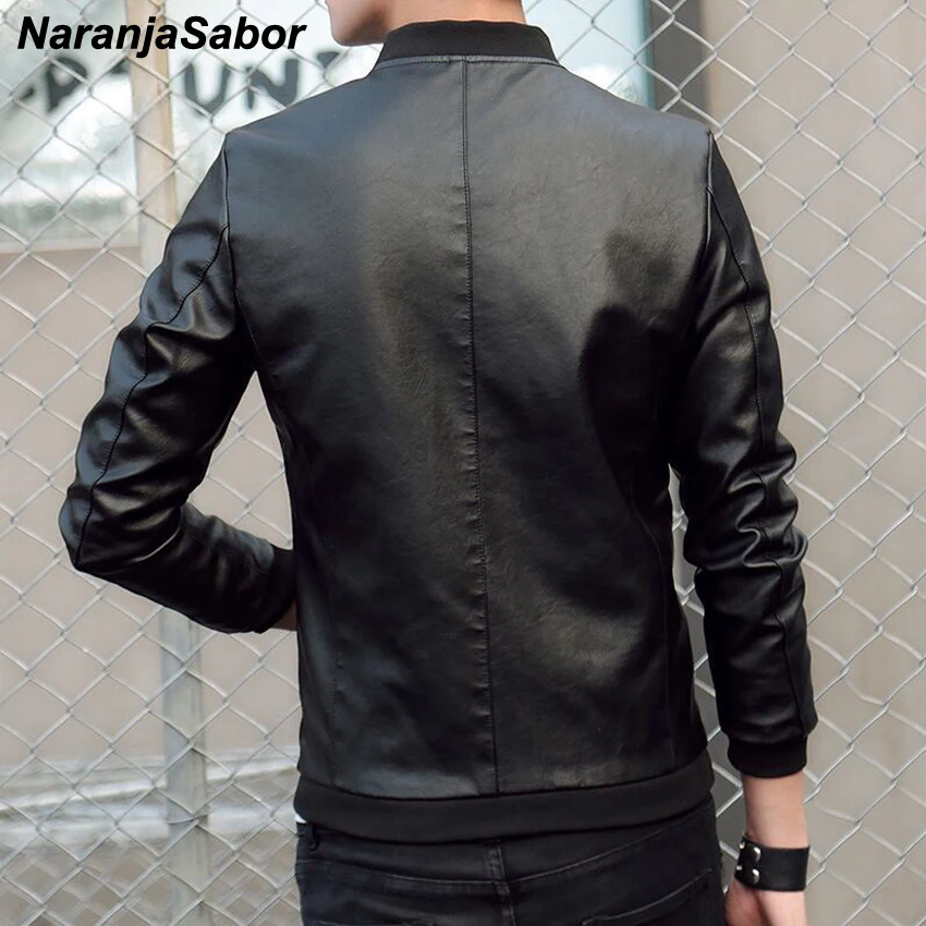 Goede NaranjaSabor 2019 Nieuwe mannen lederen Jas PU Mode Lente Herfst Jassen Faux Leather Slim Fit Mannelijke Motorfiets Jassen N559
