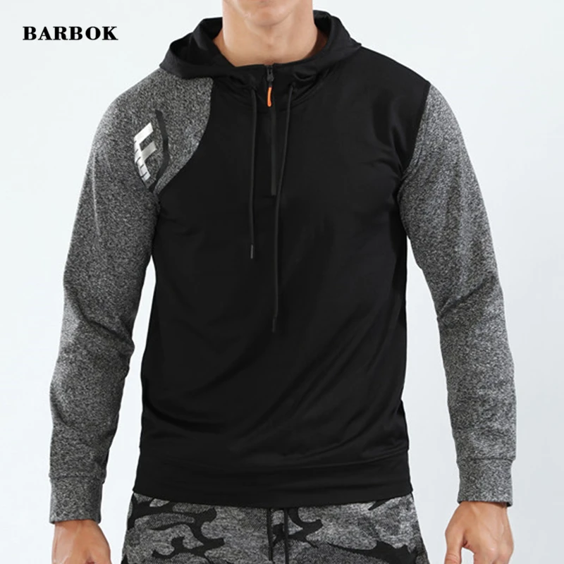 

WOSAWE Running Jacket Men Sports Coat Fitness Hooded Tight Hoodies Half Zipper Fleece Hiking Sweatshirts Gym Training Jackets