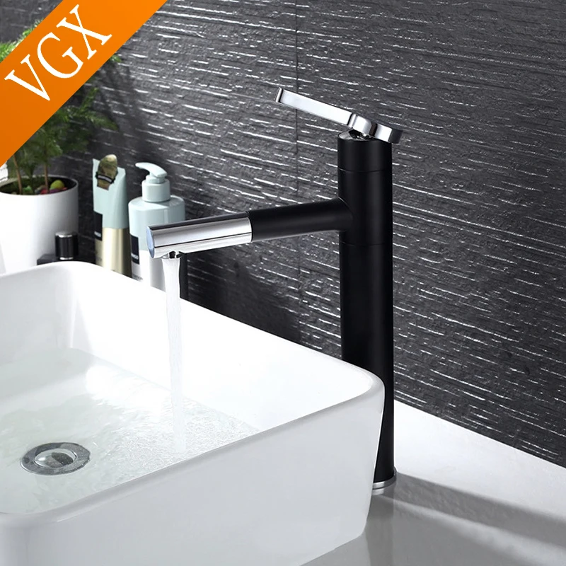 Bathroom Faucets Basin Mixer Sink Tall Faucet Washbasin Taps Hot Cold Rotating Tapware Crane Brass