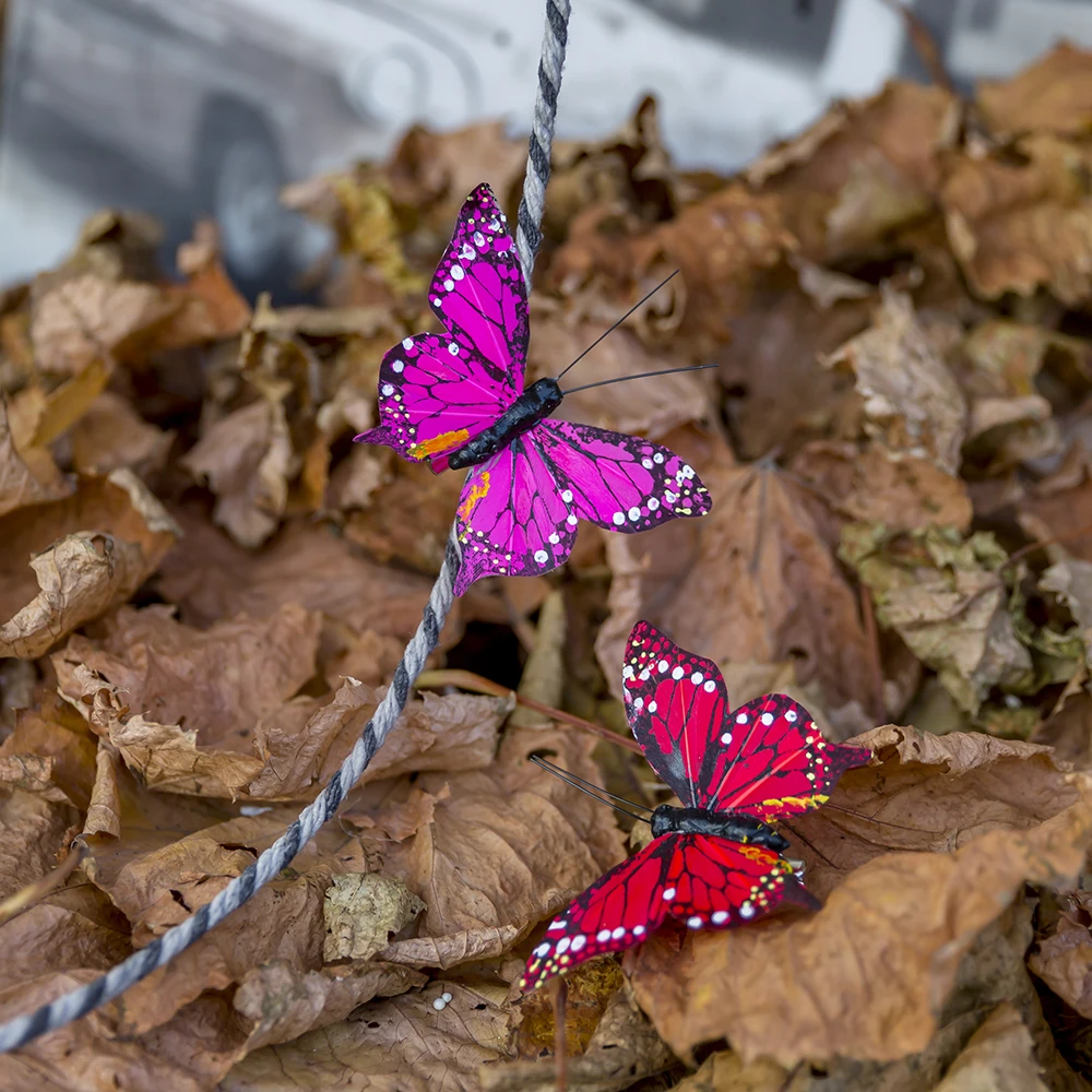 12pc Simulation Feather Butterfly Wedding Photography Color Balcony  Decoration Pastoral Home Dragon Flower Pot fake butterfly