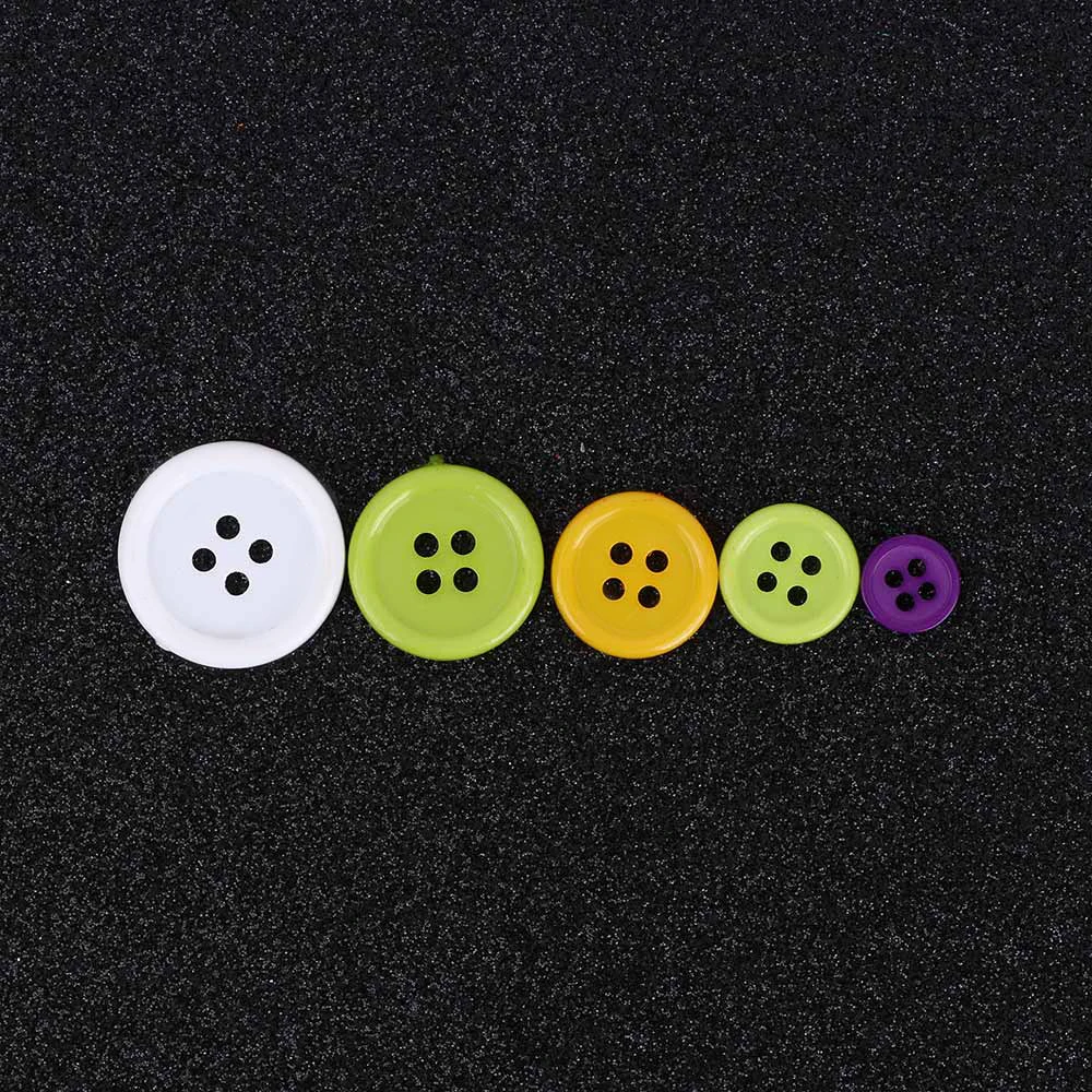 100 Pcs Mixed Color Buttons 4 Holes Children/'s DIY Crafts 10mm 5 Sizes .