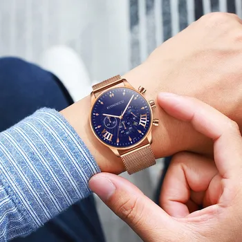 

Mens Watches Luxury Busine Quartz Watch Casual Slim Mesh Steel Sport Wristwatch Chronograph Quartz Watch Men Relogio Masculino