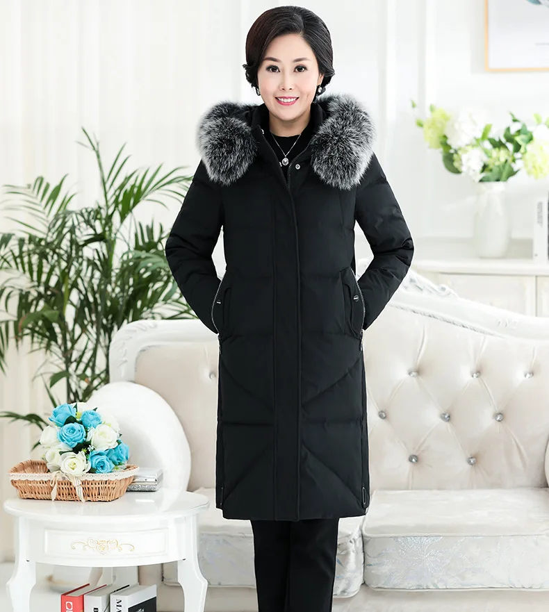XL-13XL пуховик для женщин зимнее плотное пальто с капюшоном для женщин среднего возраста супер большой размер белый утиный пух пальто 868