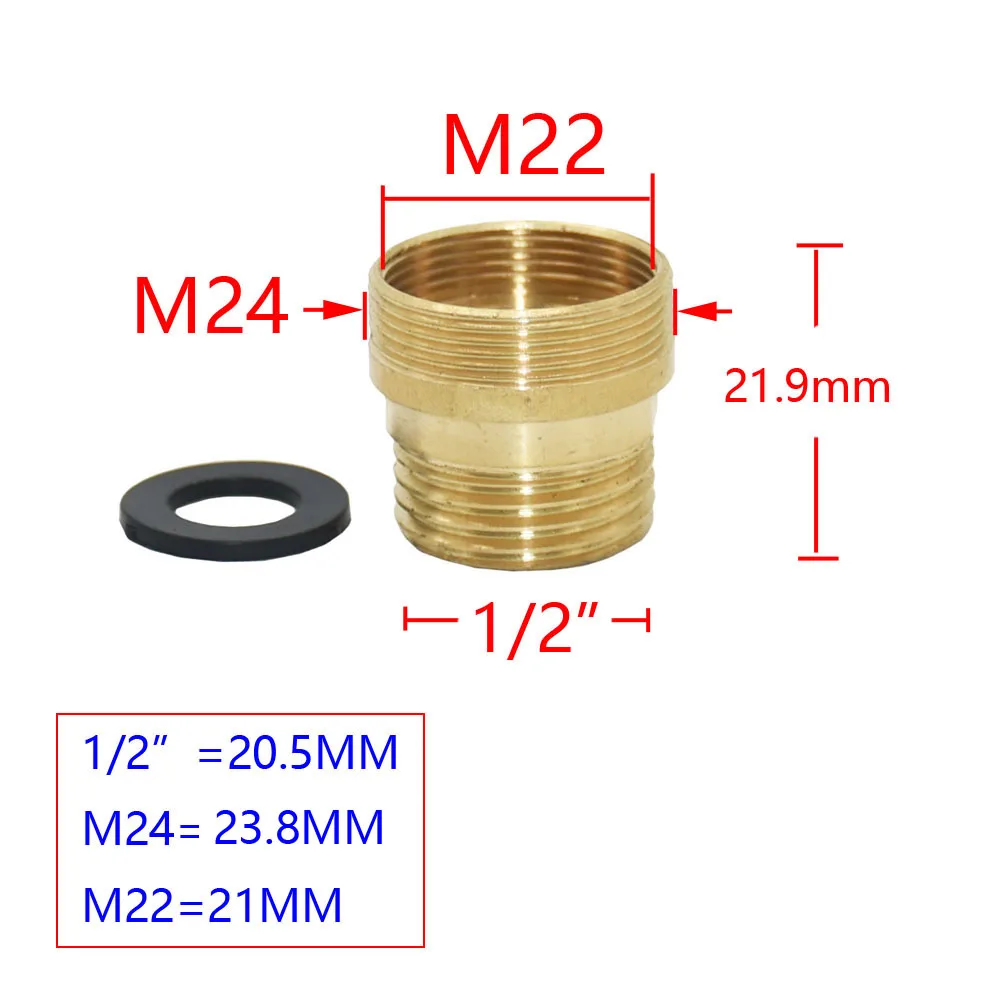 1pc Brass 1/2" Male To M22 M24 M20 Thread Connector For Bathroom Shower Faucet Adapter Female Connector Copper Fittings