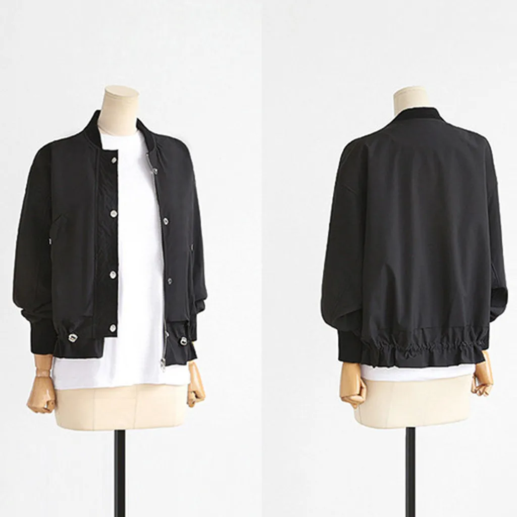 Женская короткая бейсбольная куртка с длинным рукавом, однобортный женский пиджак на весну-осень, черное маленькое пальто, верхняя одежда, уличная одежда,# J30