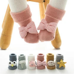 Chaussettes antidérapantes pour bébé fille, en coton, motif Animal de dessin animé, pour nouveau né, automne hiver 