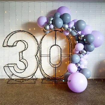 

100Pcs Macaron Purple Gray Latex Ballon Garland Arch Kit Adult 30Th Birthday Party Decorations Backdrop Kids Baby Shower