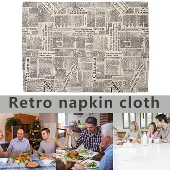 

High Quality Vintage Style Placemats Soft Fabric Letters Printed Napkins Table Mats for Home Kitchen Decoration MD88