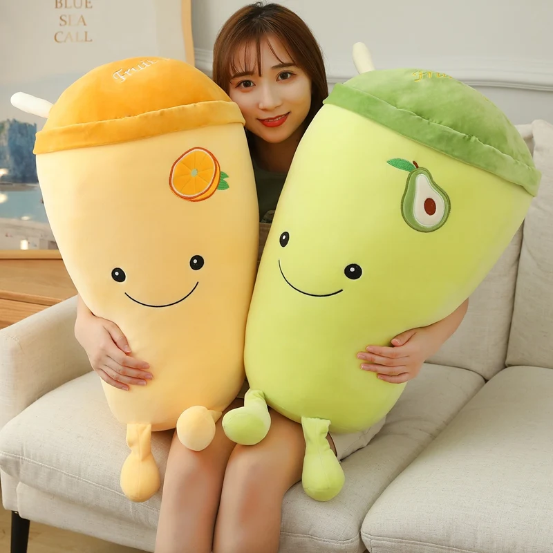 NEW 25~70cm Fruit Juice Bottle Cup Toy Fully Stuffed Bubble Tea Doll Avocado Orange Strawberry Grape Decor Plushie Props Kids |