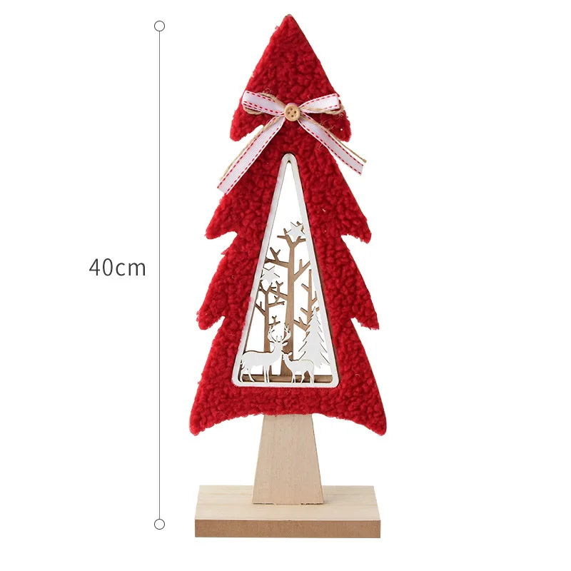 New Nordic Wood Plush Hollow Mini Christmas Tree Desktop Decoration Ornaments Elk Christmas Decorations QW217