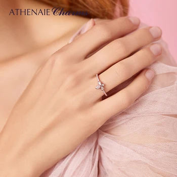 

ATHENAIE Trendy 100% 925 Sterling Silver Color Rose Gold Clear CZ Clover Rings for Women Silver Jewelry For Women Wedding