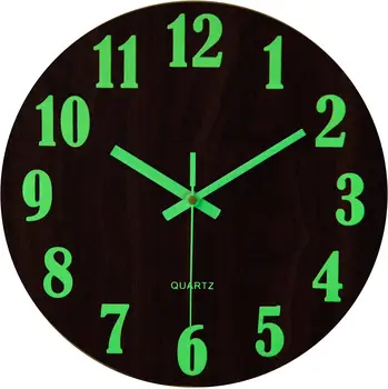 

Luminous Wall Clock Watch Wooden Wall Clock Vintage Style for Home Decor Silent Non-Ticking Large Luminous Numbers Clocks