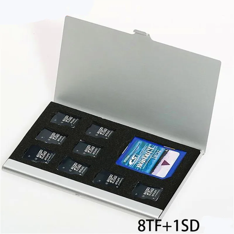 Черный алюминиевый чехол для карт памяти монолайер алюминиевый 8TF+ 1 SD чехол для карт памяти Pin держатель коробки для хранения