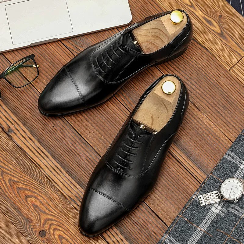 

Mens Oxfords Leather Italian Style Fashion Luxury Double Color Office Formal Pointed Toe Men Wedding Party Dress Shoes