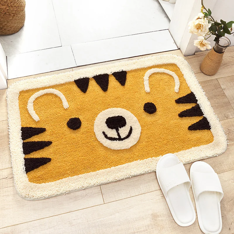 Tiger Милый маленький тигровый флокирующий коврик для ванной домашние напольные украшения нескользящий абсорбирующий коврик для ванной комнаты супер мягкий волоконный коврик для ванной - Цвет: Tiger
