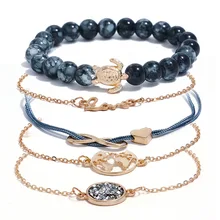 5 шт./компл. Лидер продаж в богемном стиле Черепашки-ниндзя Шарм Браслеты браслеты для Для женщин Золотой Цвет «любящее сердце» нитка Браслеты комплекты ювелирных изделий подарки