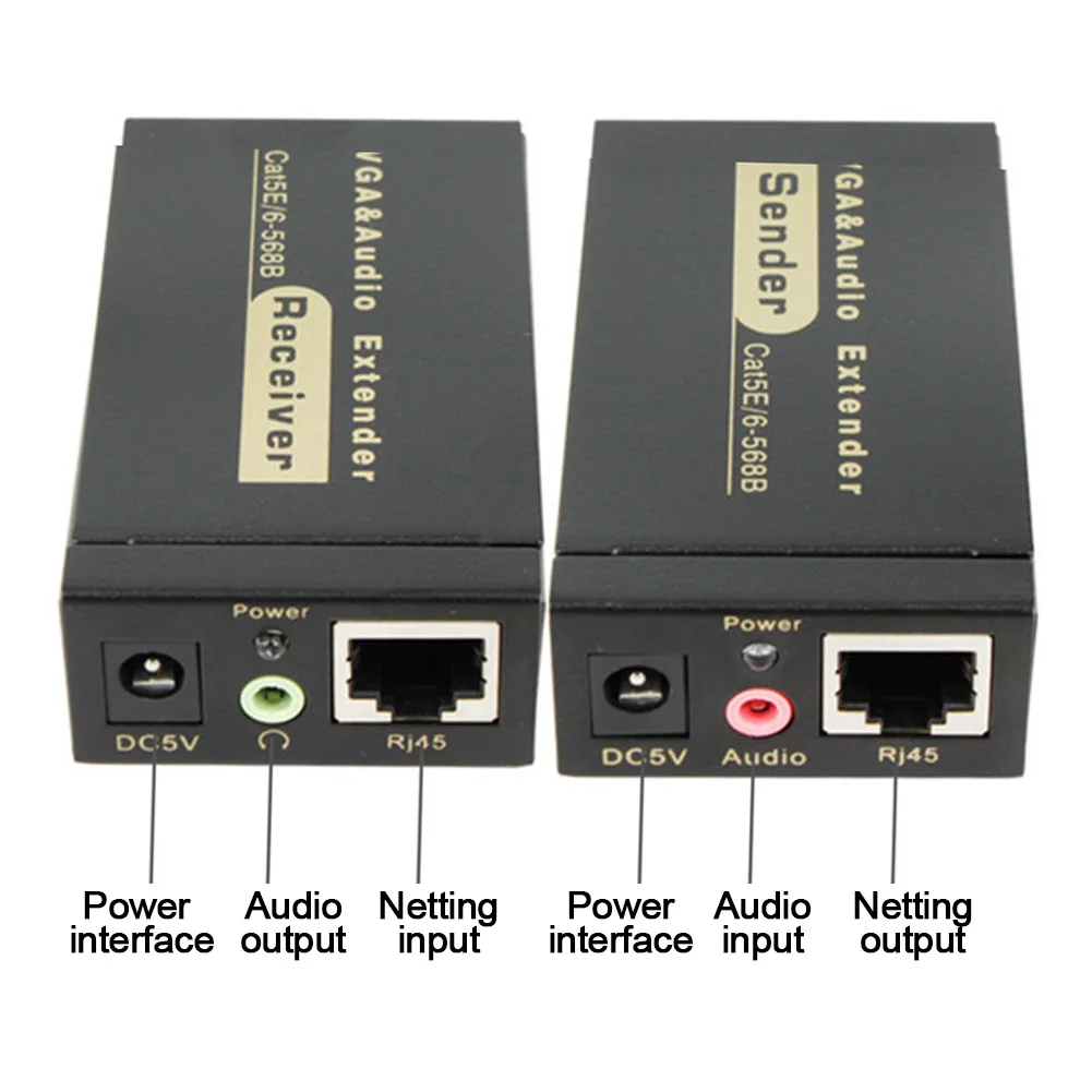 VGA удлинитель конвертер отправитель приемник для проектора RJ45 Аксессуары сети с кабелем аудио передатчик усилитель адаптер