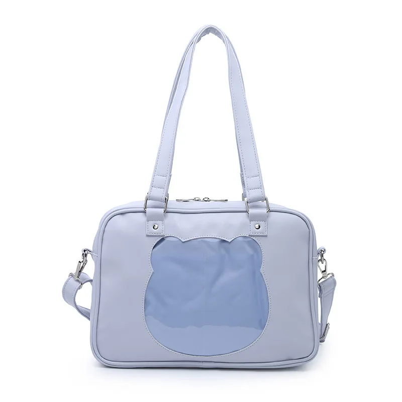 

2020 New Shoulder Bag PU Leather Creative Homemade Meow Uniform Cute Handbag Campus Student Bag Medium PU Women's Bag