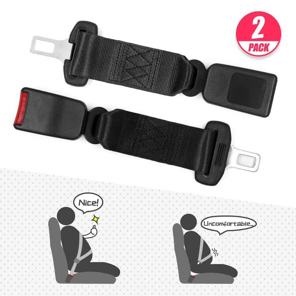 Universal Car Safety Belt Extender Seat Belt 2 pcs Seat Belt Extension Plug Buckle Seatbelt Clip