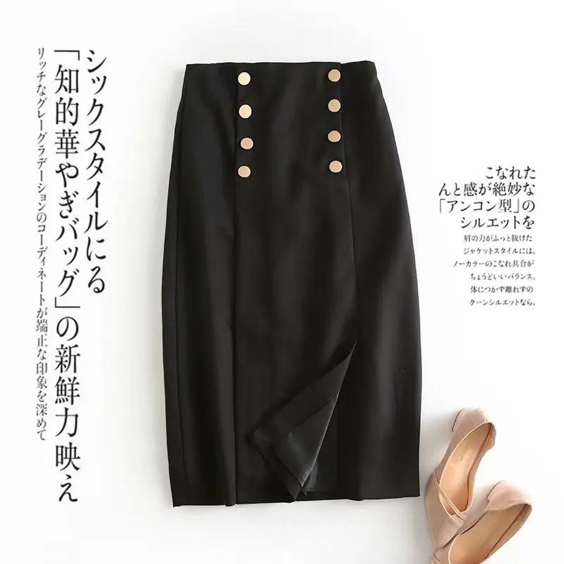 

A Generation of Europe And America Mature Commuting with Gold-Tone Button Gracked Glaze Slimming Black And White with Pattern Sk