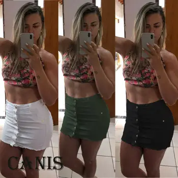 

New 2020 Women's Pencil Denim Jean Mini Skirt High Waist Casual Party Bodycon Short Dress