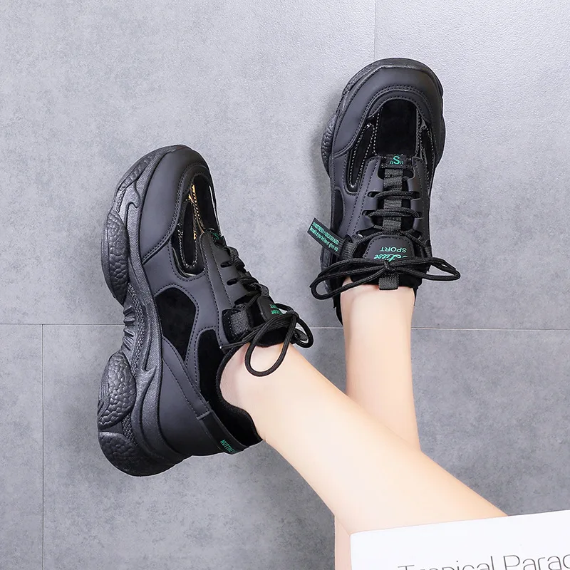 

Online Celebrity Dad Shoes Women's INS Fashion 2019 New Style Autumn Versatile Thick Bottomed Hong Kong Style Black plus Velvet