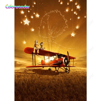 

Airplane Star Sky Light Photography Backdrop Birthday Party Children Newborn Photo Background