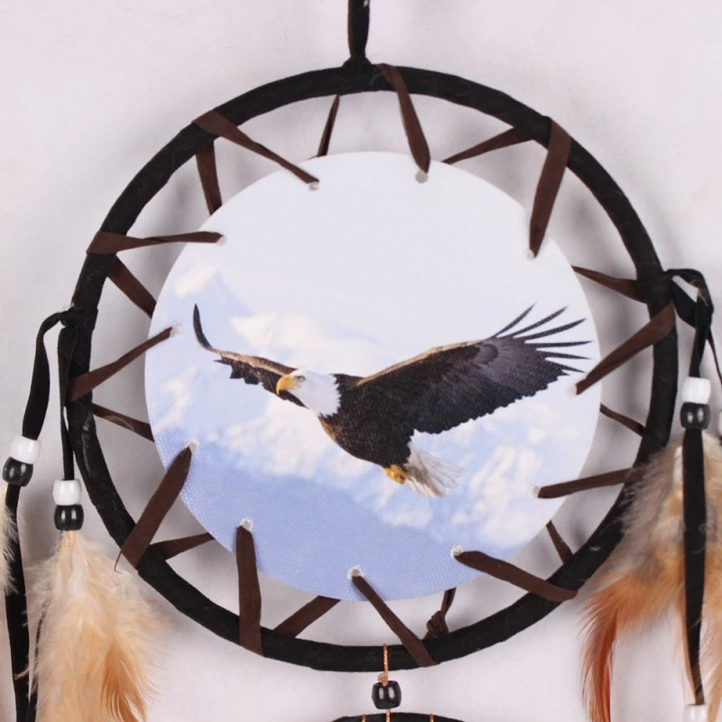 Креативный домашний настенный орнамент с изображением волка, Ловец снов с перьями