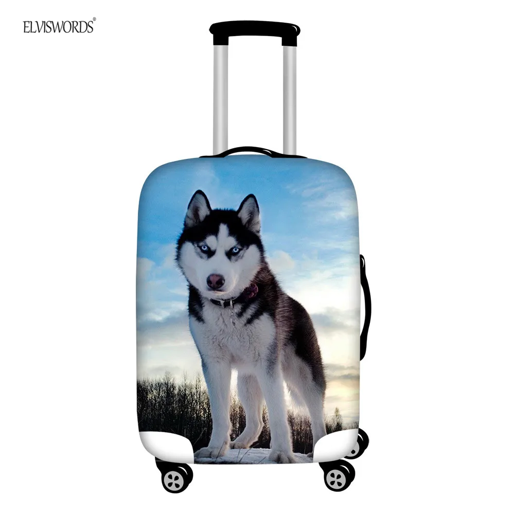 ELVISWORDS Huskie Забавный 3D печать эластичный Чехол для багажа Толстая пыль дождевики собака нанесение на 1"-32" чемодан - Цвет: HMC1833
