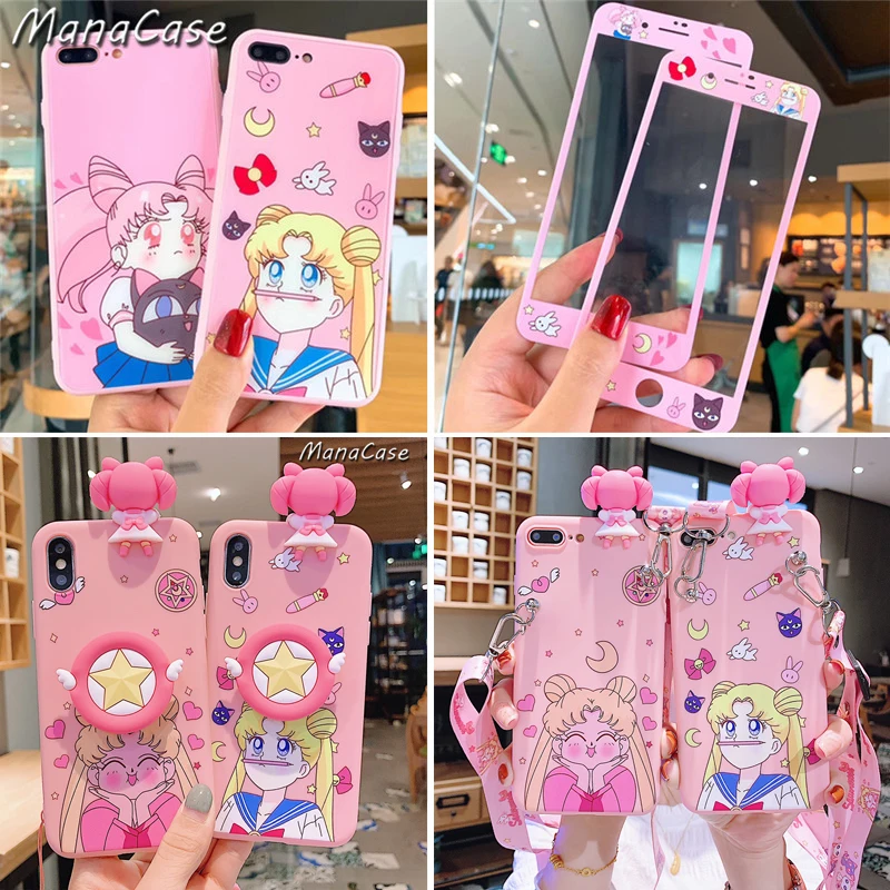 Cute Sailor Moon Screen Protector Anime Phone Case For iPhone 11 Pro Max X XS MAX XR 6 6s 7 8 Plus For Tempered Glass Back Cover Cute Sailor Moon Screen Protector Anime Phone Case For iPhone 11 Pro Max X XS MAX XR 6 6s 7 8 Plus For Tempered Glass Back Cover