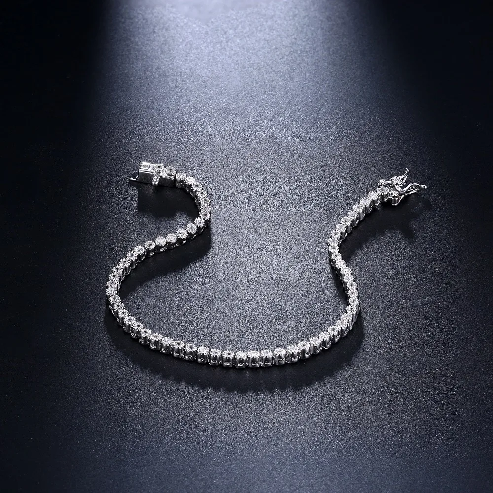 Made By Real Sterling Silver 17-19 CM Tennis Bracelets Jewelry Setting 2mm Stunning Zircon Luxury Solid 925 Jewellery