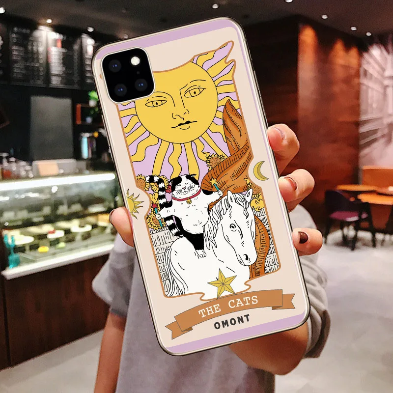 TPU Чехол для телефона Tarot для iPhone 11 Pro Max XR Xs Max Xs с рисунком кота из мультфильма, Силиконовый ТПУ чехол s для iPhone X 6 6s 7 8 plus, задняя крышка - Цвет: TPU