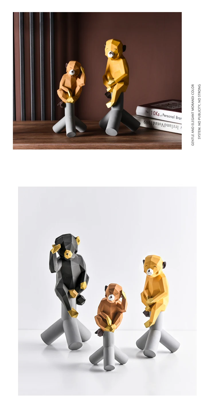 Креативная Геометрическая фигурка обезьяны в скандинавском стиле, статуэтка гориллы из смолы, современные настольные украшения для дома R3853