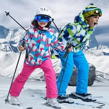 Kids Ski Suit Windproof Waterproof Warm Jacket&Pants Girls Boys Snow Set Winter Outdoor Wear Skiing Snowboarding Jacket Children