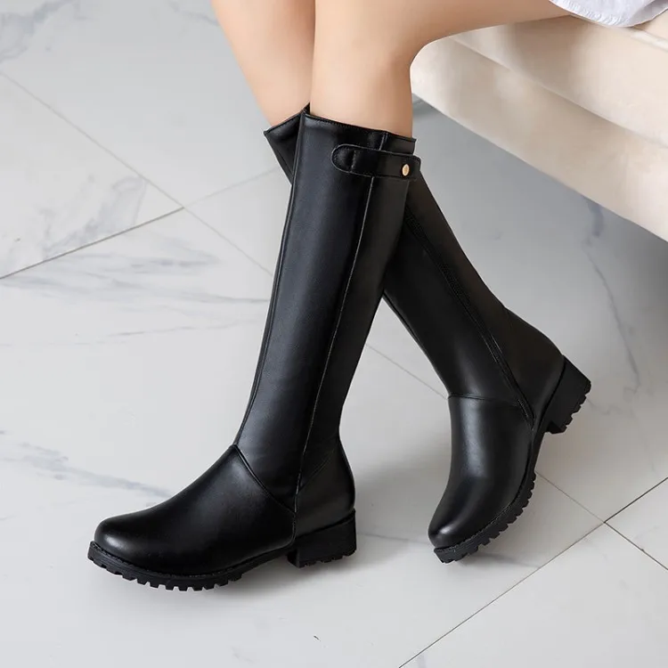 

Big Size 9 10 11 12 boots women woman winter boots women women shoes botas Side zipper belt buckle round head