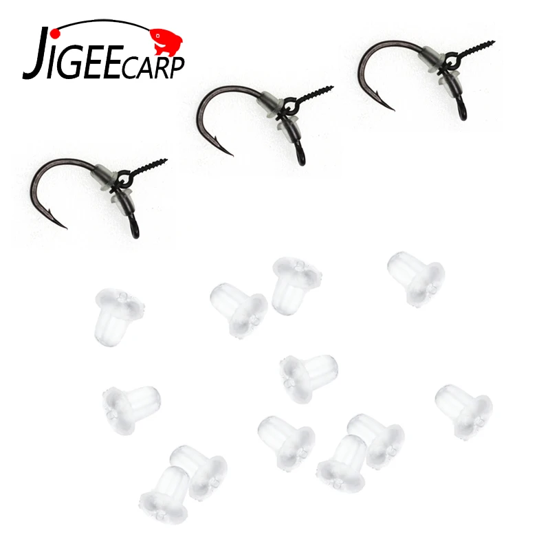 

JIGEECARP 50PCS S M L Clear Soft Carp Fishing Hook Shank Stops for Combi Rig Free Running Rigs Carping Terminal Tackle