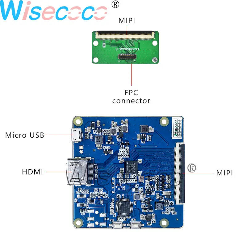 Wisecoco 2,9 дюйма 1440 × 1440 квадратный ЖК-экран 40 контактов MIPI с HDMI MIPI FPC USB плата контроллера forHMD VR AR