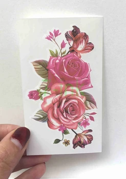 

Water Transfer fake tattoo Sticker 3D sexy red rose flower Fashion tattoo Waterproof Temporary tattoo for woman kids 10.5*6 cm