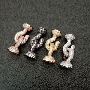 

Cubic Zircon Micro pave  shape clasp 15x40mm golden plated