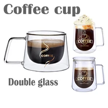 200 мл двойная стеклянная кофейная чашка с ручкой чашки для напитков изоляция молока кружка творческая чашка для чая подарочная посуда для кофейного магазина