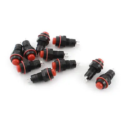 

10 Pcs DS-213 125V/AC 2A 2 Pins Momentary SPST Pushbutton Switch Red