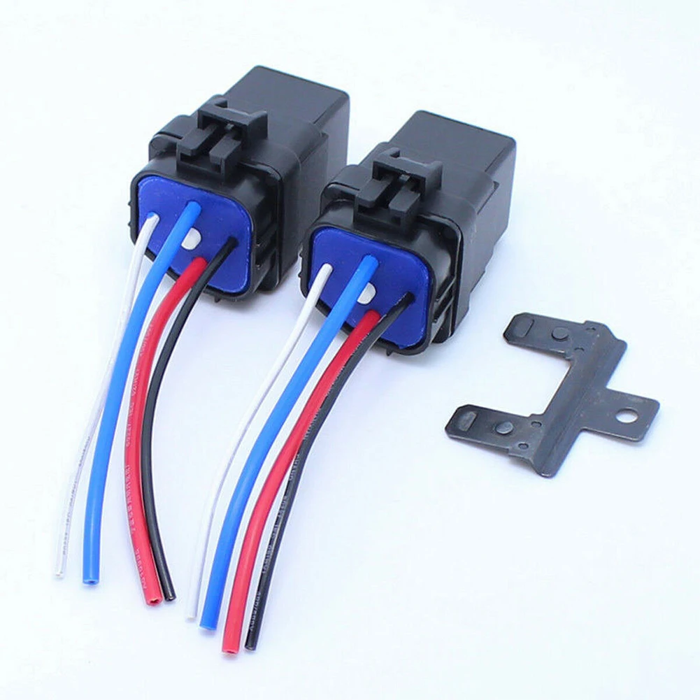 

2PCS Car Socket Replace Waterproof Universal With Bracket Interior Parts 4Pin Automobile Relay Kit Easy Install 12V DC 2 In 1