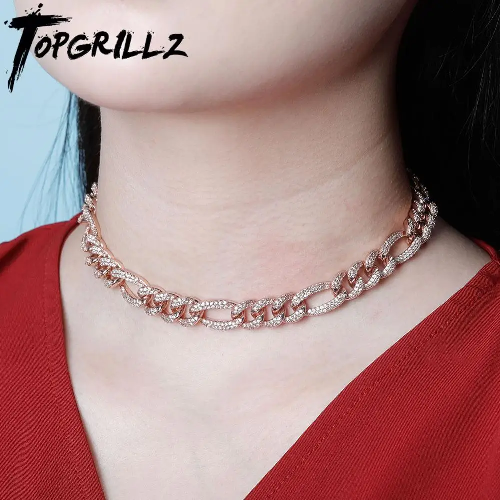 Ожерелье чокер TOPGRILLZ из кубинской цепи диаметром 10 мм украшение с микрозакрепкой