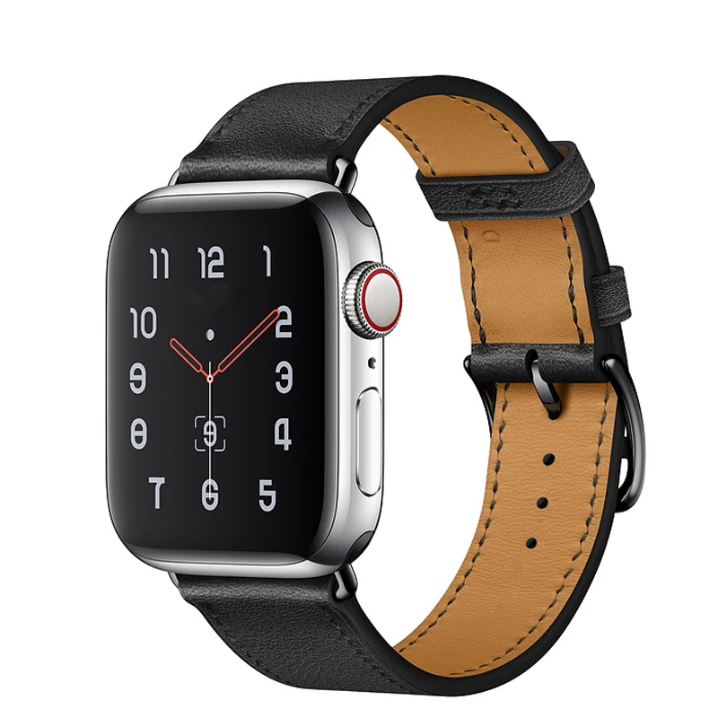 Noir Ремешок из натуральной кожи для Apple watch band 4 5 44 мм 40 мм браслет correa Одноместный Тур iwatch Series 3 2 1 42 мм 38 мм - Band Color: Noir