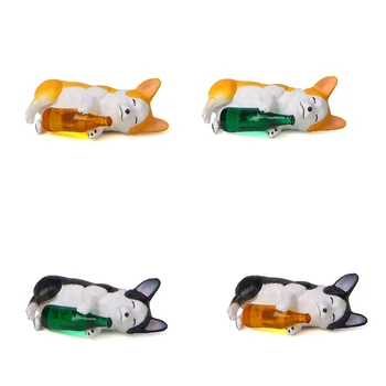 

4pcs/lot Welsh Corgi Dog Figure Toys PVC Siberian husky Action Figures Model Toys DIY Micro Landscape Decoration Children Toys