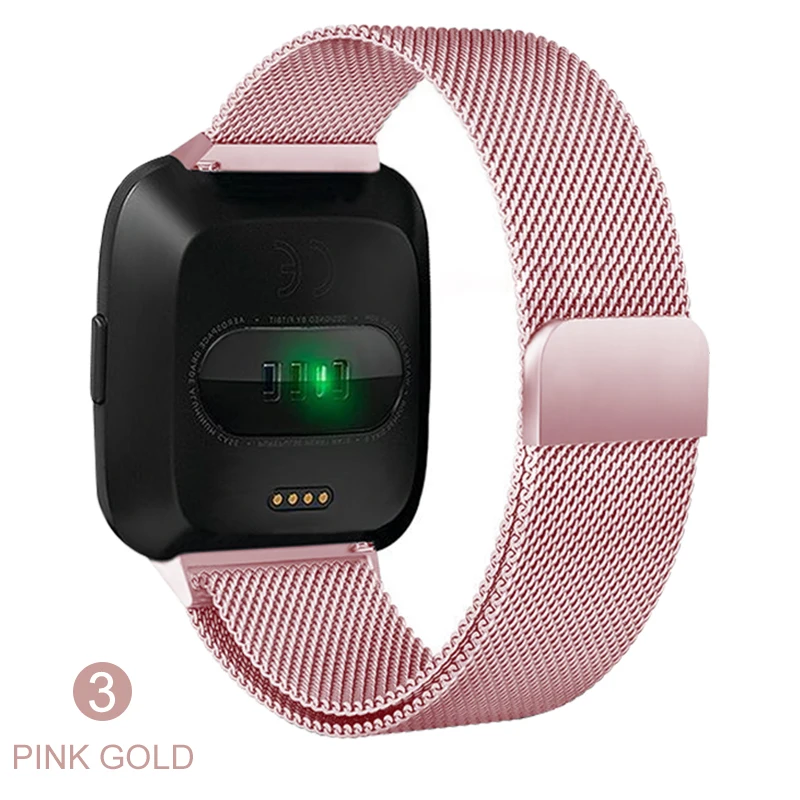 Магнитный Миланский ремешок из нержавеющей стали для Fitbit versa/Versa 2 сменный металлический ремешок для Fitbit versa Live - Band Color: Pink gold