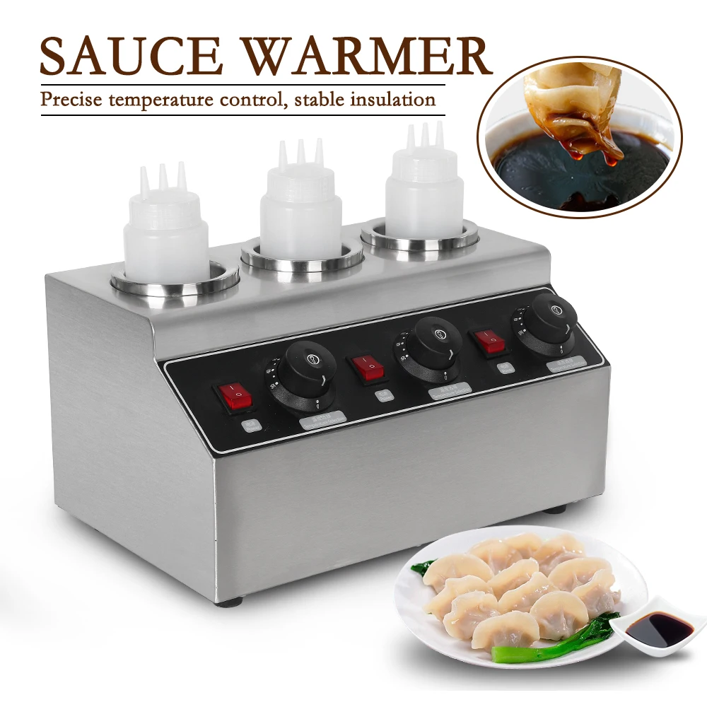 

ITOP Commercial Chocolate Heater Sauce Warmer Electric Stainless Steel 3 Bottles Soy Jam Heater Filling Machine EY-QK-3