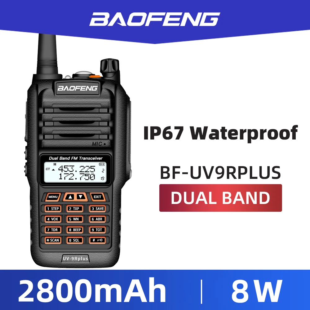 UV9r обновление Baofeng UV9R плюс Водонепроницаемый Анти Пыль рация IP67 8 Вт двухстороннее радио 5 км Диапазон 2800 мАч батарея UV9R плюс