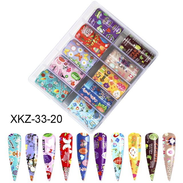 Star Transfer Paper Laser Leopard Print Gale Camouflage Small Fresh Fruit Star Set Nail Sticker Decorative Art 1Box 10 Grid