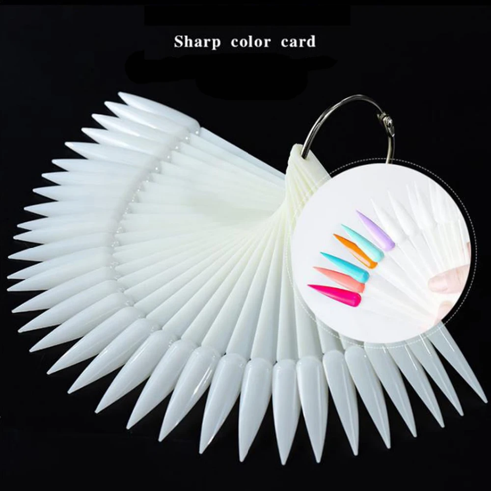 

False Nail Tips Sharp Color Card Detachable Practice Stick Nail Art Natural White Transparent UV Gel Nail Polish Display Board